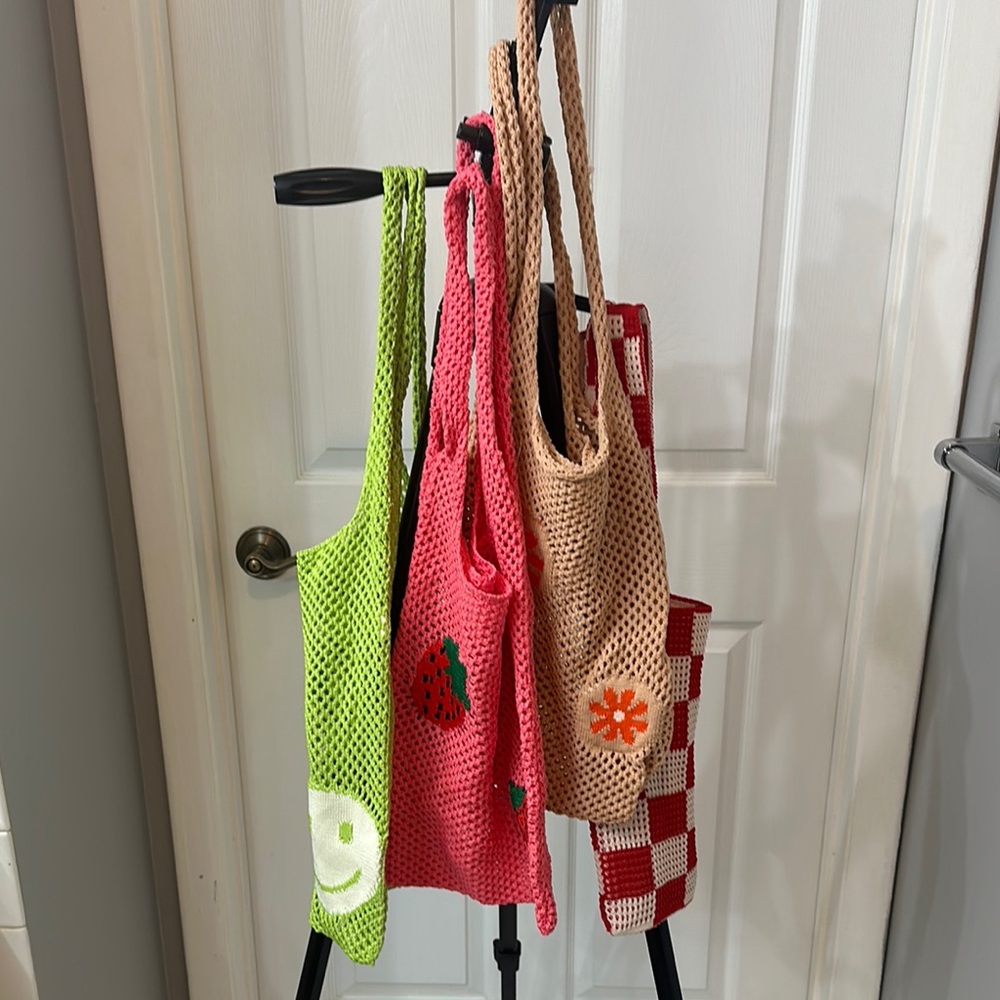 Colorful Knit Tote Bags Set